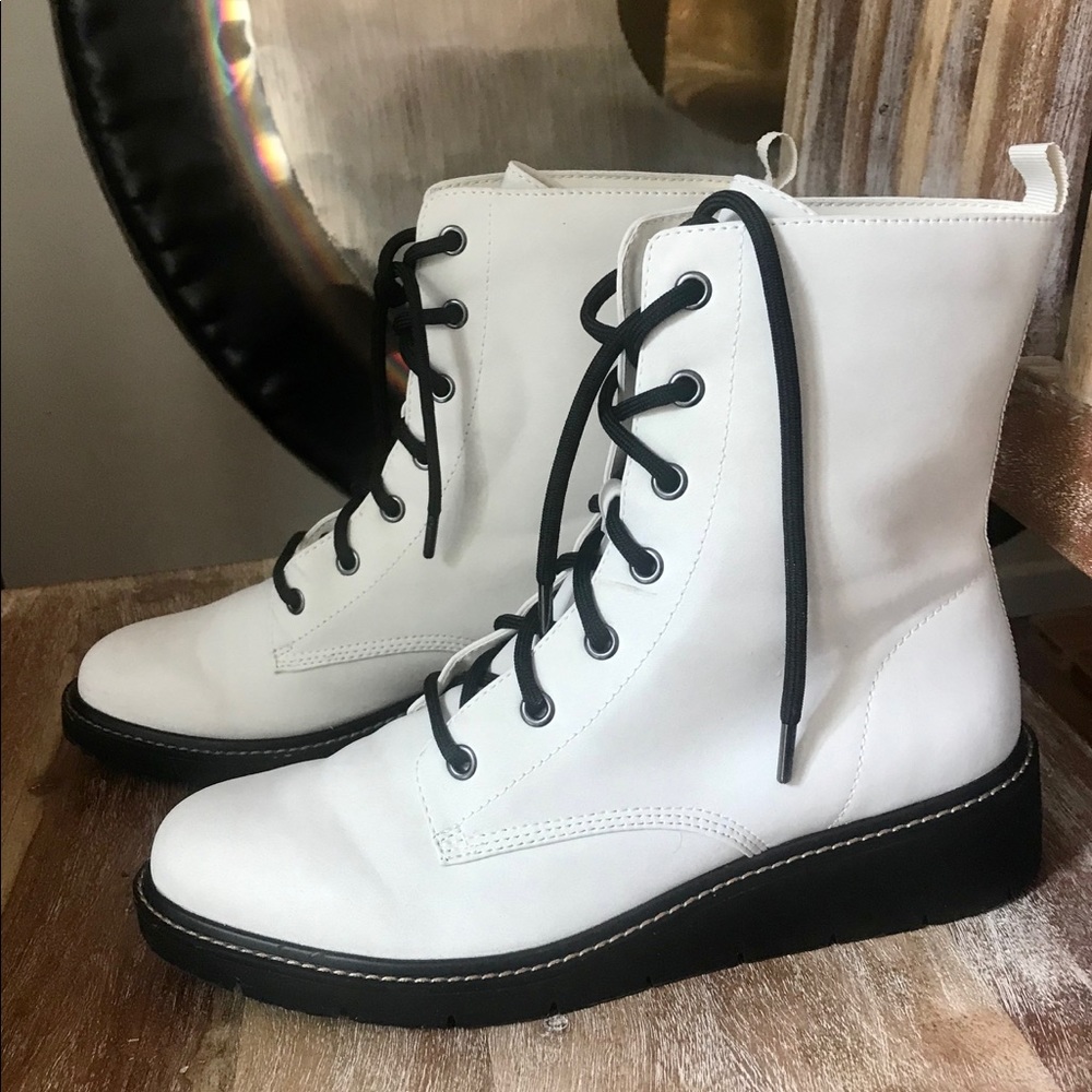 White combat boots